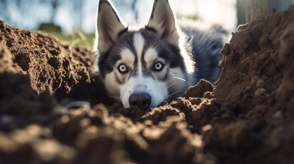 husky digging hole