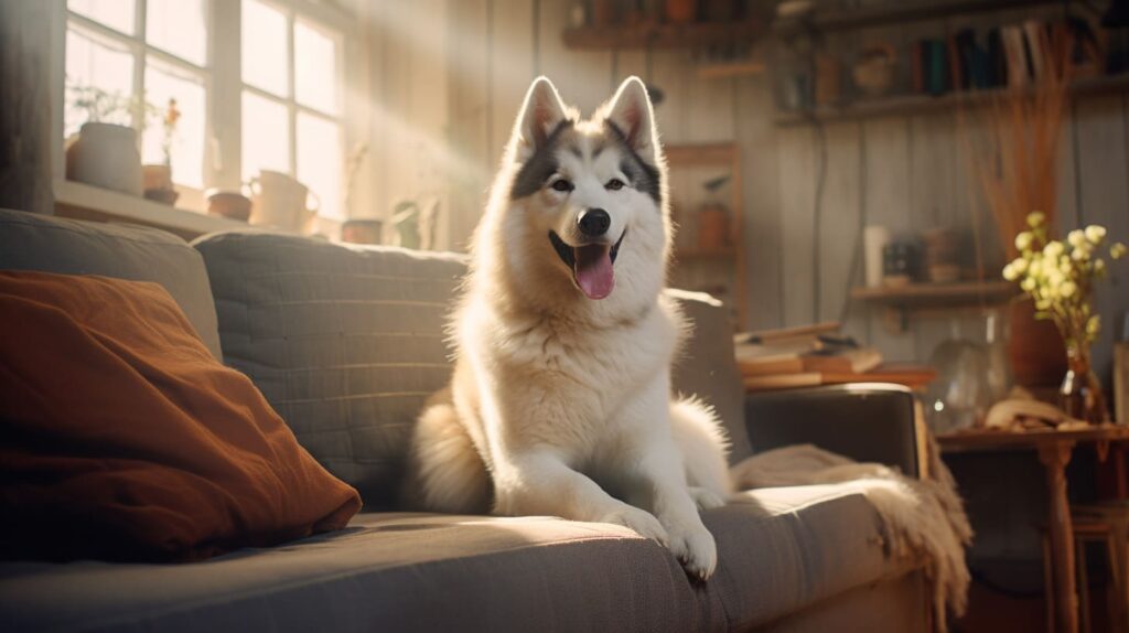 husky in an apartment