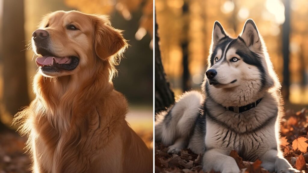 husky vs. golden retriever