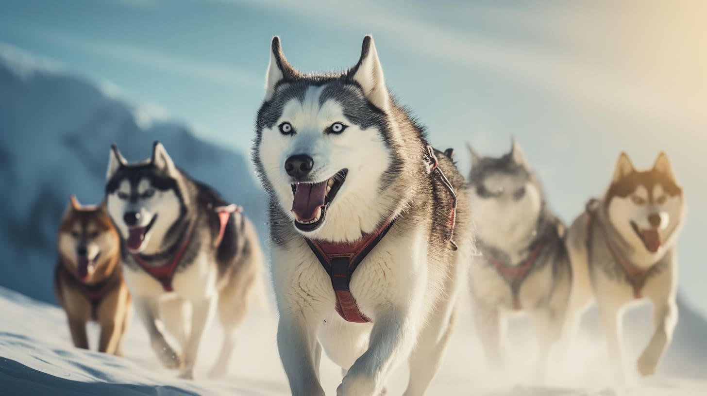 huskies in sled racing